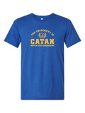University of Catan on a royal blue t-shirt