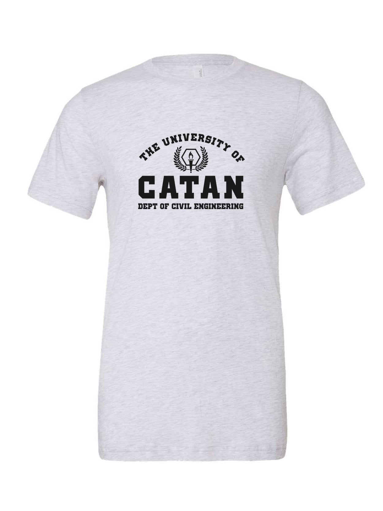 University of Catan on a white t-shirt