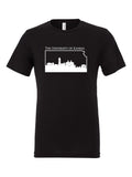 University of Kansas Skyline on a black t-shirt