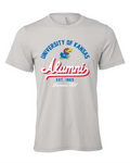 University of Kansas Alumni est. 1865 design on a gray t-shirt