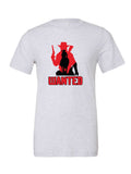 Wanted on a white t-shirt