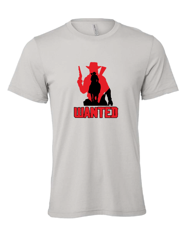 Wanted design on a red t-shirt, photo 2
