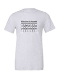 Welcome to Kansas on a white t-shirt