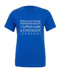 kansas weather forecast tornado funny blue tshirt t-shirt 