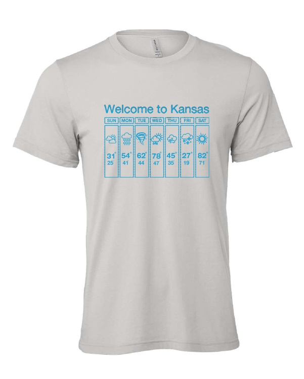 Welcome to Kansas design on a gray t-shirt