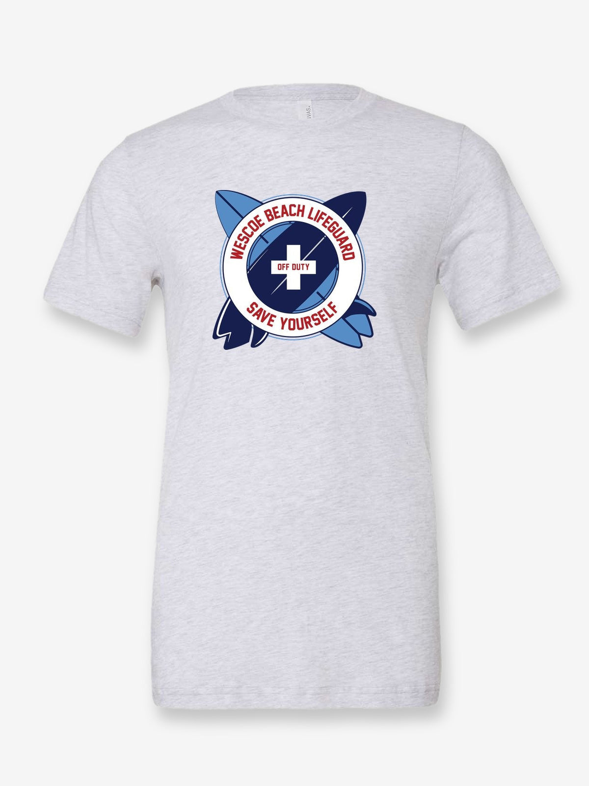 Wesco Beach Life Guard on a white t-shirt
