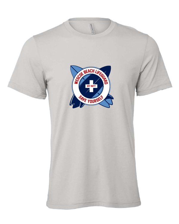 Wesco Beach Life Guard design on a gray t-shirt