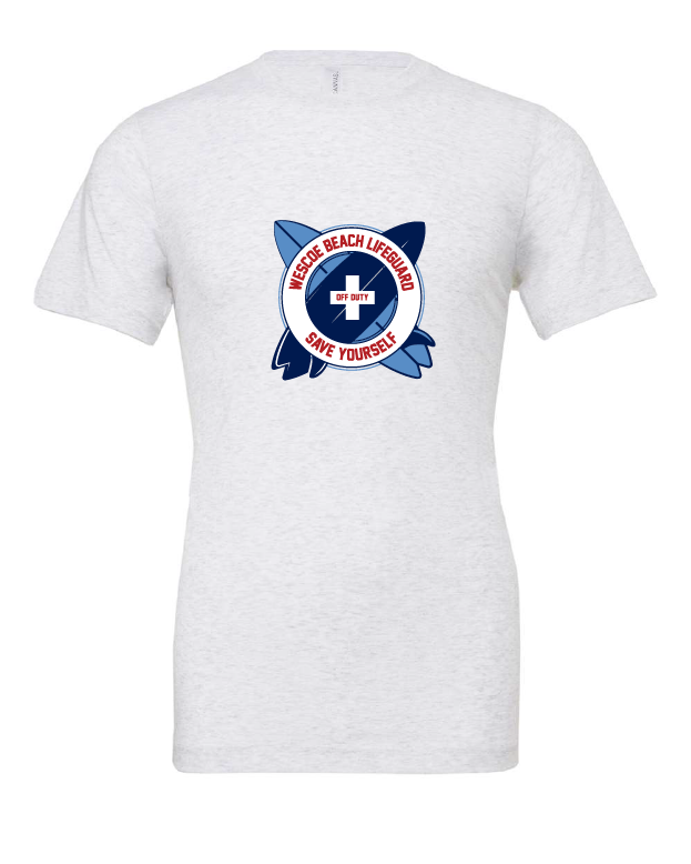 Wesco Beach Life Guard design on a white t-shirt