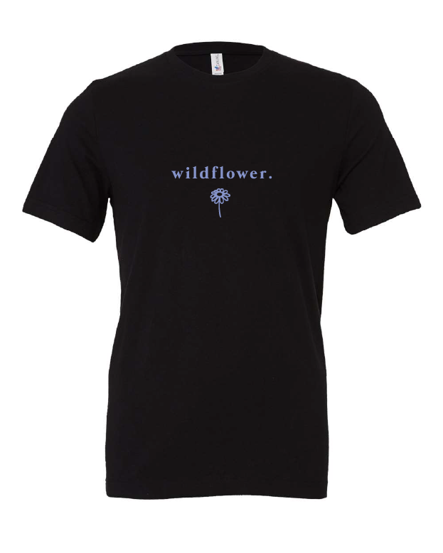 Wildflower design on a black t-shirt