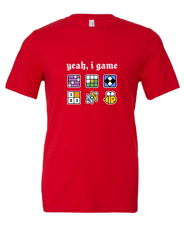 Yeah, I Game design on a red t-shirt