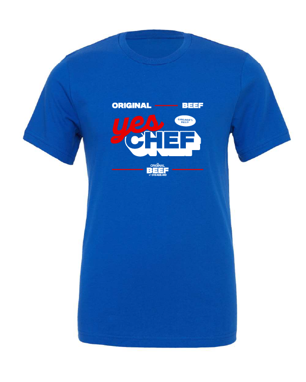 Yes Chef design on a blue t-shirt