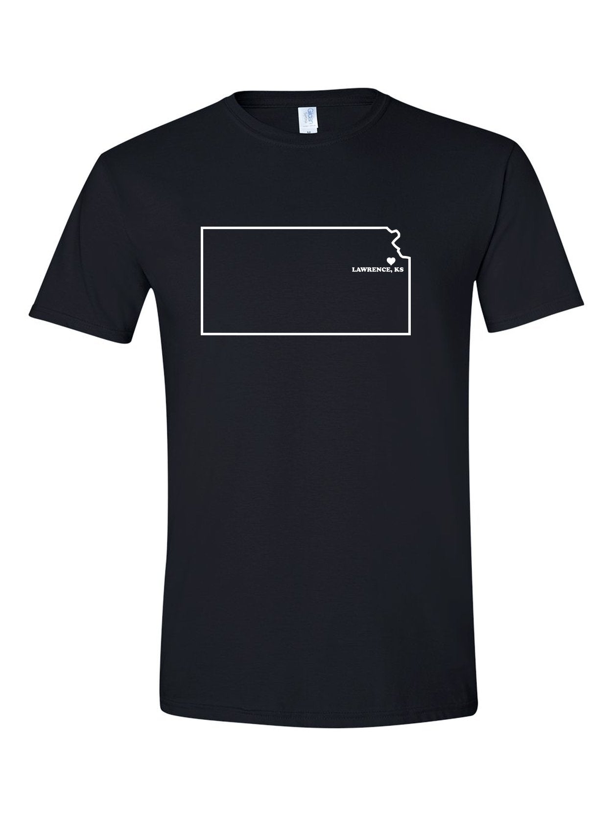 You Are Here Lawrence, KS on a black t-shirt