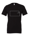 You Are Here Lawrence, KS design on a black t-shirt