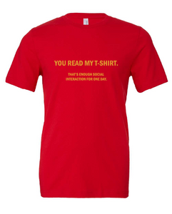introvert social reading funny red tshirt t-shirt 